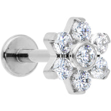 Load image into Gallery viewer, 16G 5/16 Clear CZ Gem G23 Titanium Flower Labret Monroe Tragus