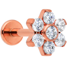 Load image into Gallery viewer, 16G 5/16 Clear CZ Gem Rose Gold Hue G23 Titanium Flower Labret