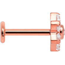 Load image into Gallery viewer, 16G 5/16 Clear CZ Gem Rose Gold Hue G23 Titanium Flower Labret