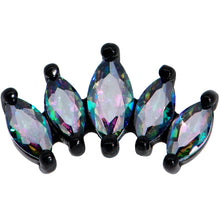 Load image into Gallery viewer, 16G 1/4 Clear CZ Gem Black Fan Internally Threaded Labret Tragus