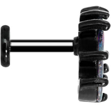 Load image into Gallery viewer, 16G 1/4 Clear CZ Gem Black Fan Internally Threaded Labret Tragus