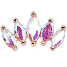 Load image into Gallery viewer, 16G 1/4 Clear CZ Gem Rose Gold Hue Fan Internally Thread Labret