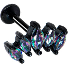 Load image into Gallery viewer, 16G 5/16 Clear CZ Gem Black Fan Internally Threaded Labret Tragus