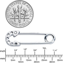 Load image into Gallery viewer, 14G 3/4 Clear Gem Punk Rock Safety Pin Barbell Nipple Ring Set