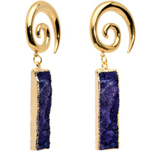 Load image into Gallery viewer, 2G Blue Druzy Stone Rectangle Spiral Taper Ear Weights