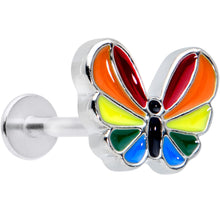 Load image into Gallery viewer, 16G 5/16 Pride Rainbow Stripes Butterfly Labret Monroe Tragus