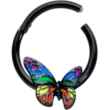 将图片加载到图库查看器,16G 3/8 Black Rainbow Pride Butterfly Hinged Segment Ring