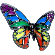 Load image into Gallery viewer, 16G 5/16 Black Rainbow Pride Butterfly Labret Monroe Tragus