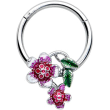 将图片加载到图库查看器,16G 3/8 Red Purple Flower in Flower Hinged Segment Ring
