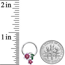 将图片加载到图库查看器,16G 3/8 Red Purple Flower in Flower Hinged Segment Ring