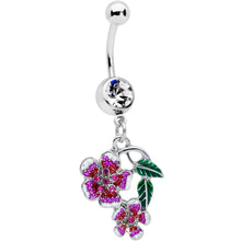 将图片加载到图库查看器,Clear Red Gem Flower in Flower Dangle Belly Ring