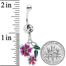 将图片加载到图库查看器,Clear Red Gem Flower in Flower Dangle Belly Ring