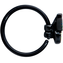 Load image into Gallery viewer, 20G 5/16 Black Rainbow Pride Butterfly Nose Hoop
