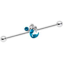 Load image into Gallery viewer, 14G Blue Gem Blue Mermaid Industrial Barbell 38mm