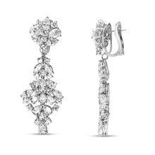 Load image into Gallery viewer, 18K White Gold 9 1/2 Cttw Diamond Cluster Drop Dangle Clip-On Earrings (F-G Color, VS1-VS2 Clarity)