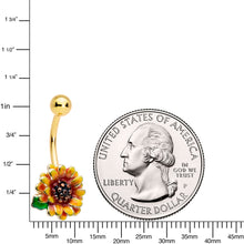 Load image into Gallery viewer, Gold Tone Summer Floral Sunflower Belly Ring
