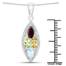 Load image into Gallery viewer, 2.35 Carat Genuine Multi Stones .925 Sterling Silver Pendant