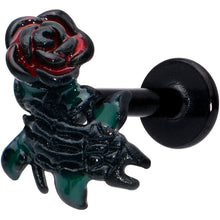 Load image into Gallery viewer, 16G 5/16 Black Skeleton Flower Halloween Labret Monroe Tragus