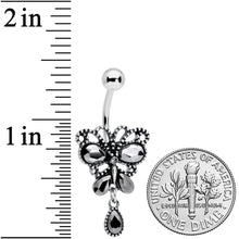 将图片加载到图库查看器,Black Gem Abstract Bow Dangle Belly Ring