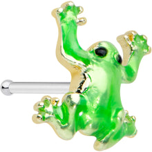 Load image into Gallery viewer, 20G 1/4 Happy Green Tree Frog Nose Bone