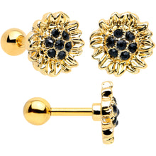将图片加载到图库查看器,16G 1/4 Black CZ Gem Gold Tone Beehive Cartilage Earring Set of 3