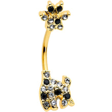将图片加载到图库查看器,Clear Black Gem Gold Tone Decadent Deer Belly Ring