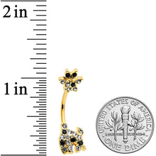 将图片加载到图库查看器,Clear Black Gem Gold Tone Decadent Deer Belly Ring