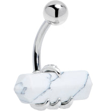 Load image into Gallery viewer, White Howlite Stone Claw Belly Ring