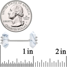 Load image into Gallery viewer, 14G 9/16 White Howlite Stone Obelisks Barbell Nipple Ring Set