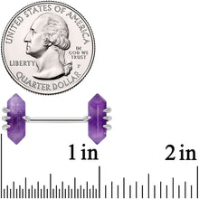 Load image into Gallery viewer, 14G 9/16 Purple Amethyst Stone Obelisks Barbell Nipple Ring Set