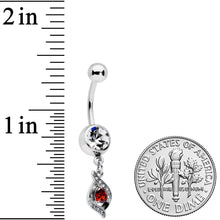Load image into Gallery viewer, Clear Red Gem Swirling Oval Dangle Belly Ring
