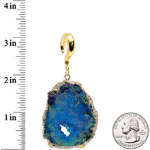Load image into Gallery viewer, 2G Gold Tone Blue Druzy Stone Curved Taper Ear Weights