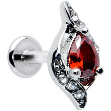 Load image into Gallery viewer, 16G 1/4 Clear Red Gem Swirling Oval Labret Monroe Tragus
