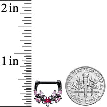 Load image into Gallery viewer, 16G 5/16 Pink Gem Black Fanciful Flower Cartilage Clicker