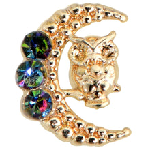 Load image into Gallery viewer, 20G 1/4 Aurora Gem Gold Tone Owl In Moon Nose Bone