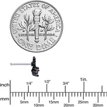 Load image into Gallery viewer, 20G 1/4 Pink Gem Fanciful Black Flower Nose Bone