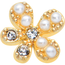 Load image into Gallery viewer, 20G 1/4 Clear Gem Gold Tone Stylish Splat L Shape Nose Ring