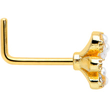 Load image into Gallery viewer, 20G 1/4 Clear Gem Gold Tone Stylish Splat L Shape Nose Ring