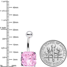 将图片加载到图库查看器,Pink Gem Square Stylish Elegance Mandala Flower Belly Ring