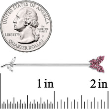 Load image into Gallery viewer, 14G Clear Pink CZ Gem Branch Butterfly Industrial Barbell 38mm