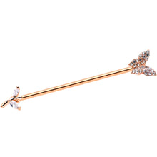 Load image into Gallery viewer, 14G Clear CZ Gem Rose Gold Tone Butterfly Dazzle Industrial Barbell 38mm