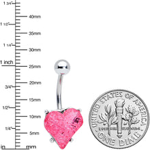 将图片加载到图库查看器,Pink Gem Heart Love Valentines Day Belly Ring