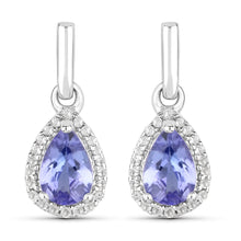 Load image into Gallery viewer, 0.85 Carat Genuine Tanzanite and White Topaz .925 Sterling Silver Earrings