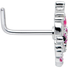Load image into Gallery viewer, 20G 7mm Textured in Pink Butterfly L Shape Nose Ring