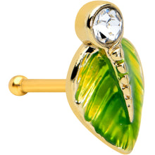 将图片加载到图库查看器,20G 1/4 Clear Gem Gold Tone Lush Green Leaf Nose Bone