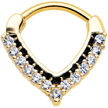 Load image into Gallery viewer, 16G 5/16 Clear CZ Gem Gold Tone Classic Chevron Cartilage Clicker