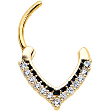 Load image into Gallery viewer, 16G 5/16 Clear CZ Gem Gold Tone Classic Chevron Cartilage Clicker