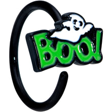 Load image into Gallery viewer, 20G 5/16 Black Green Boo Ghost Halloween Nose Hoop