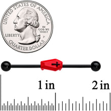 Load image into Gallery viewer, 14G Black Red Coffin Halloween Industrial Barbell 38mm