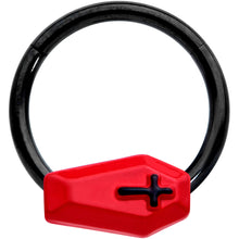 将图片加载到图库查看器,16G 3/8 Black Red Coffin Halloween Segment Ring